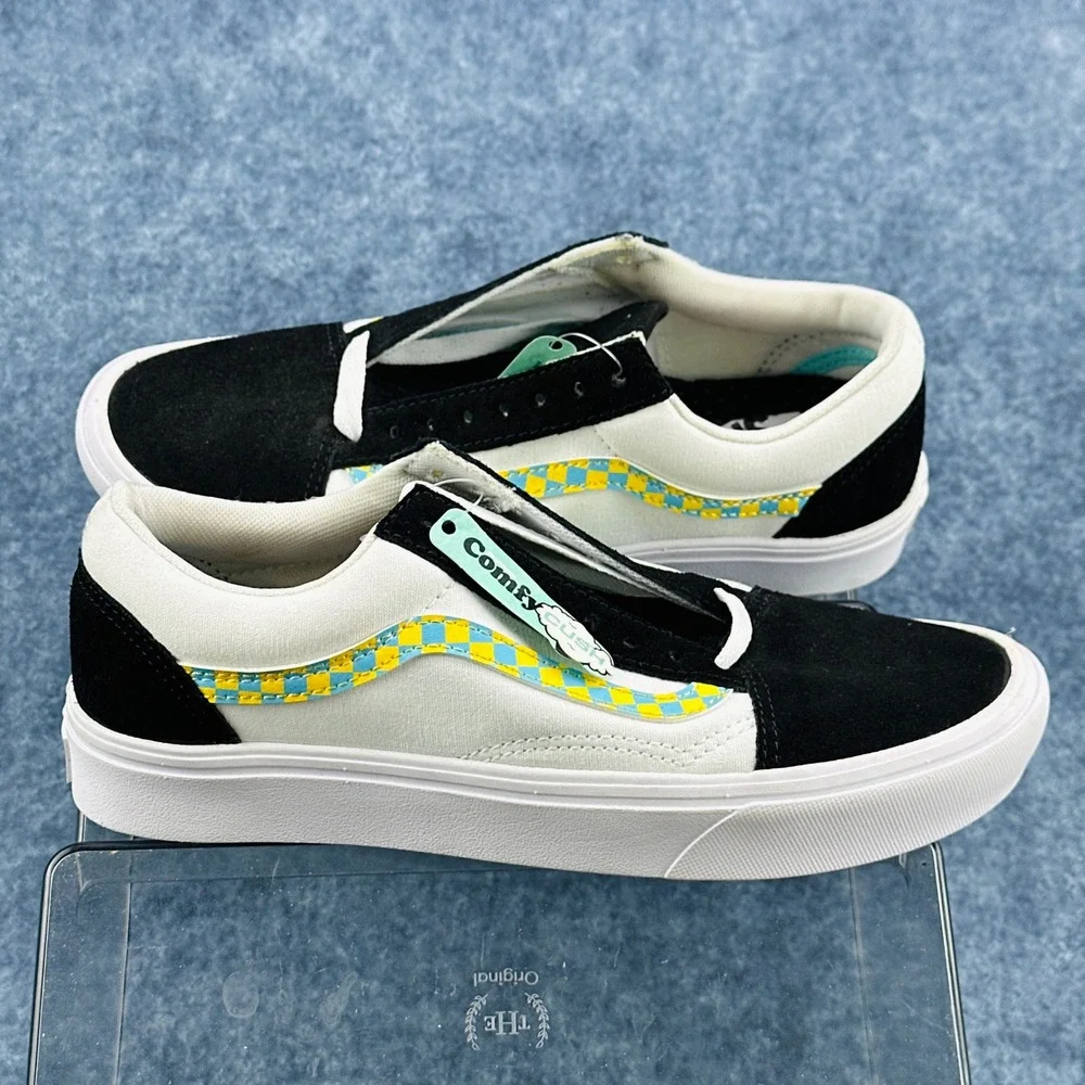 Vans Old Skool ComfyCush Black White‎ Checkered Stripe Mens 6.5 Womens 8.0